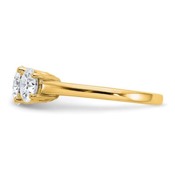 14K Yellow Gold 2.2 CT TRUE Light Moissanite Three Stone Engagement Ring - Picture 5 of 9
